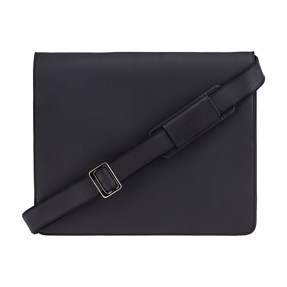 Harvard Large Leather Messenger Bag – Black