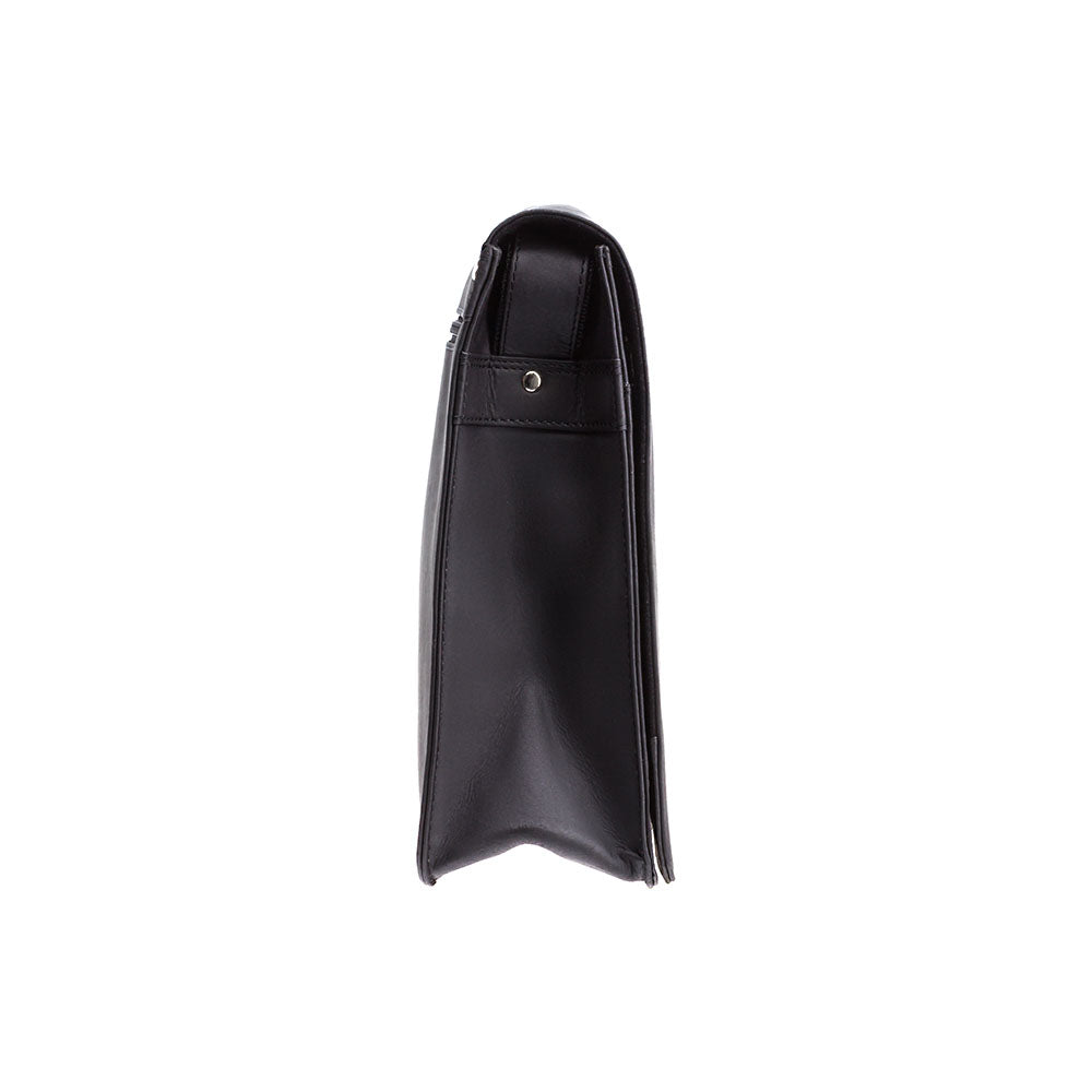 Harvard Large Leather Messenger Bag – Black