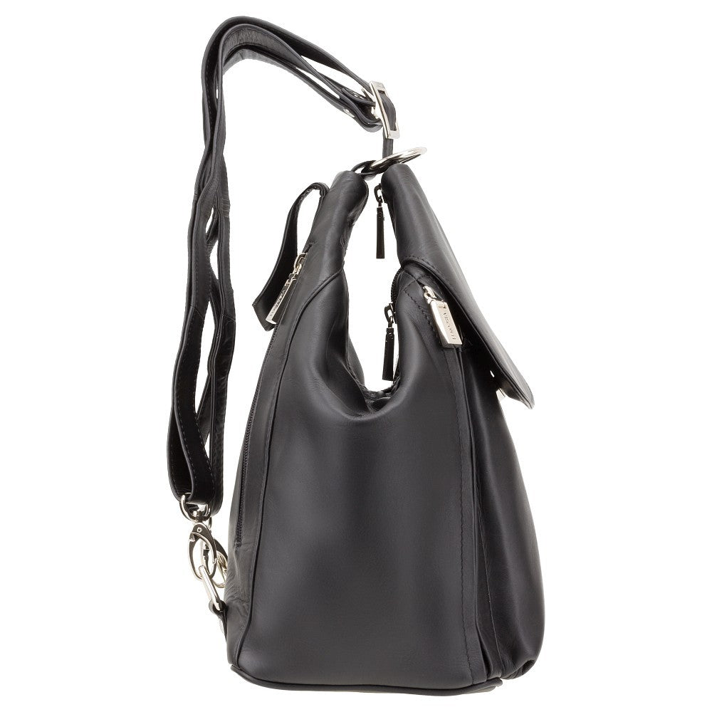 Danii black backpack, side view