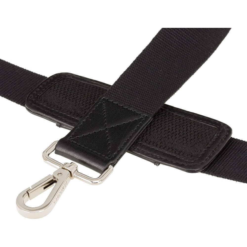 Charles 13" black laptop bag, shoulder strap and pad detail