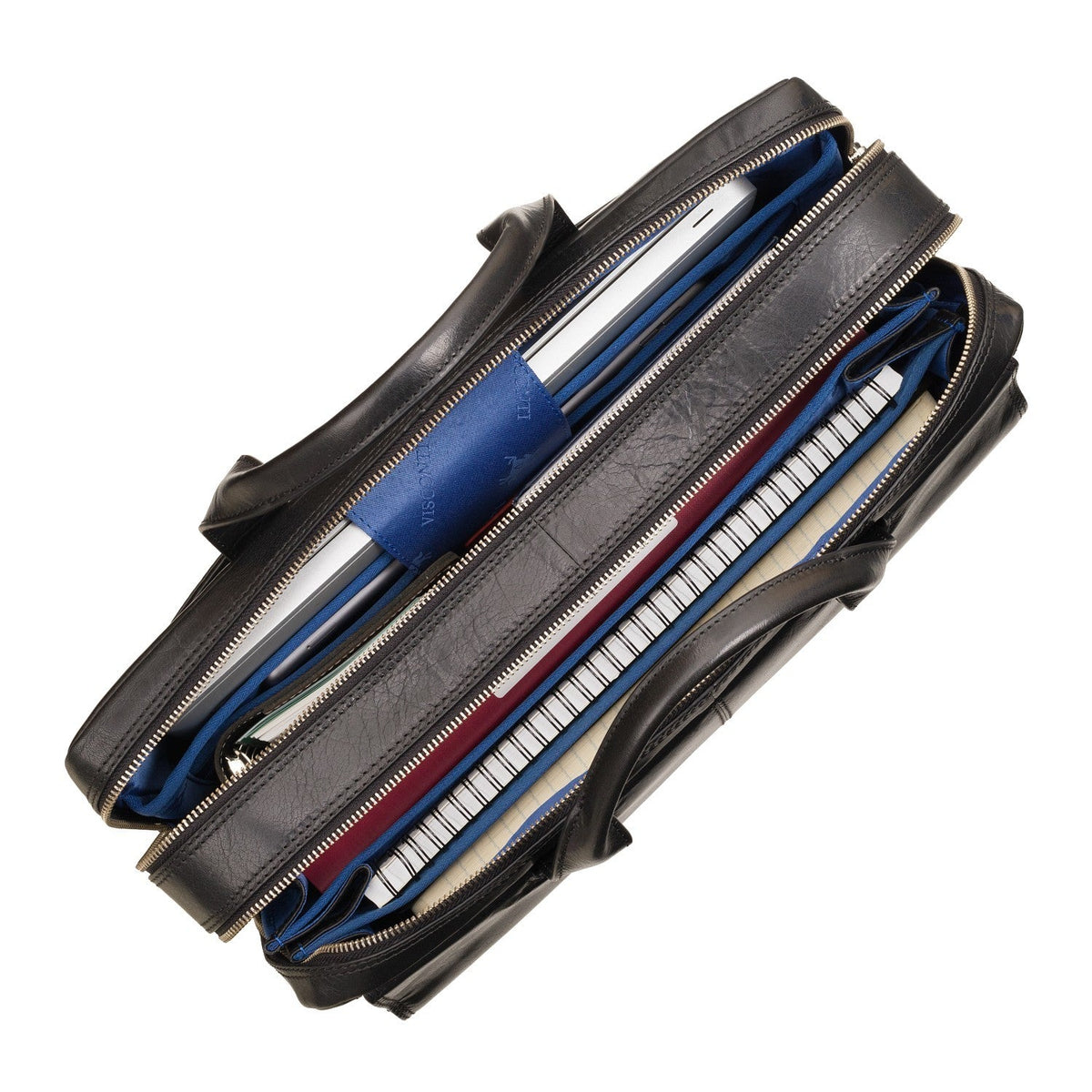Anderson 15" black laptop bag, open from above, showing the compartments