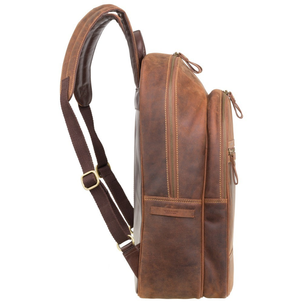 Tank 13" havana tan backpack, side view