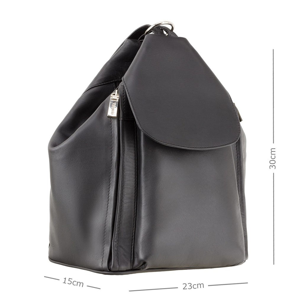 Danii black backpack, with dimensions, 23 x 30 x 15 cm