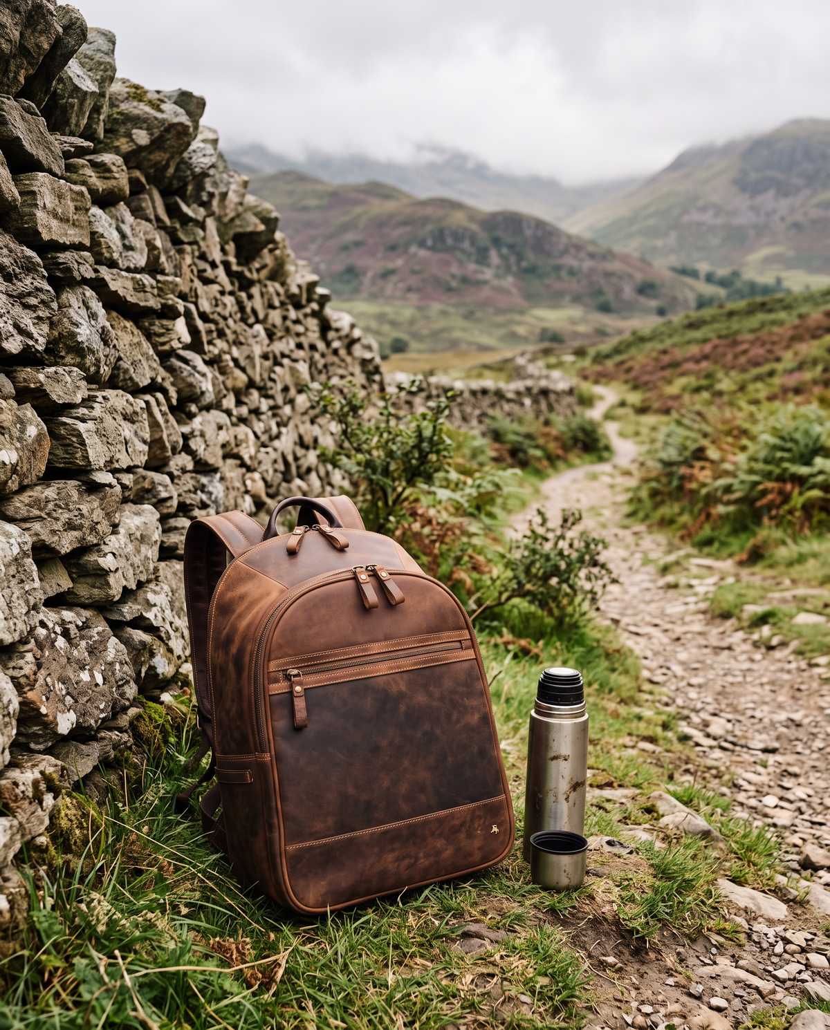Tank 13" havana tan backpack, styled still life