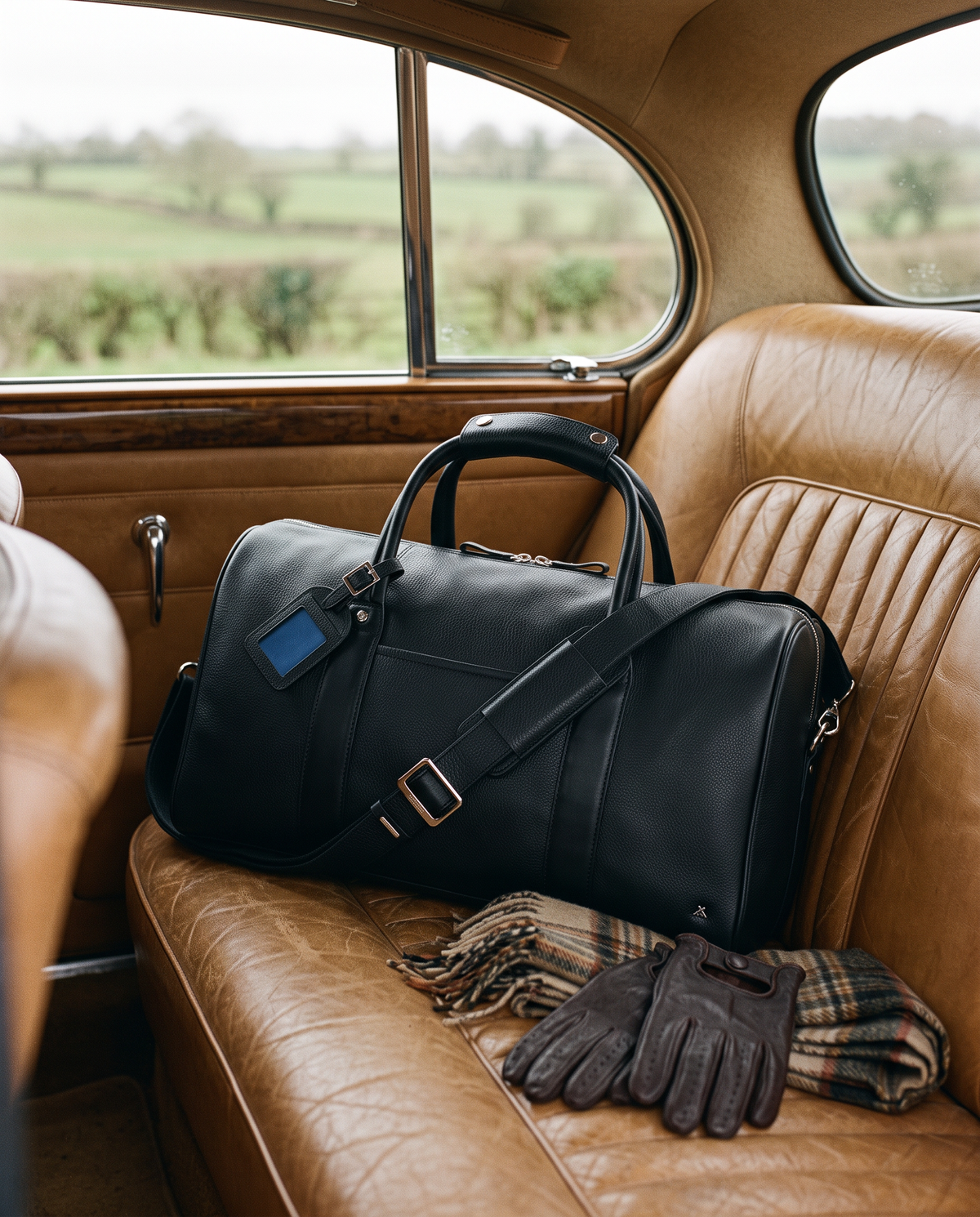 Explorer black holdall, styled still life