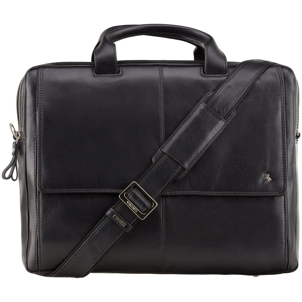 Anderson 15" black laptop bag, front view with shoulder strap