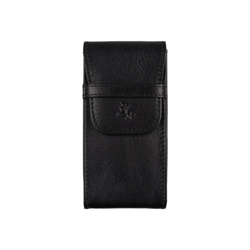 Time black leather watch pouch