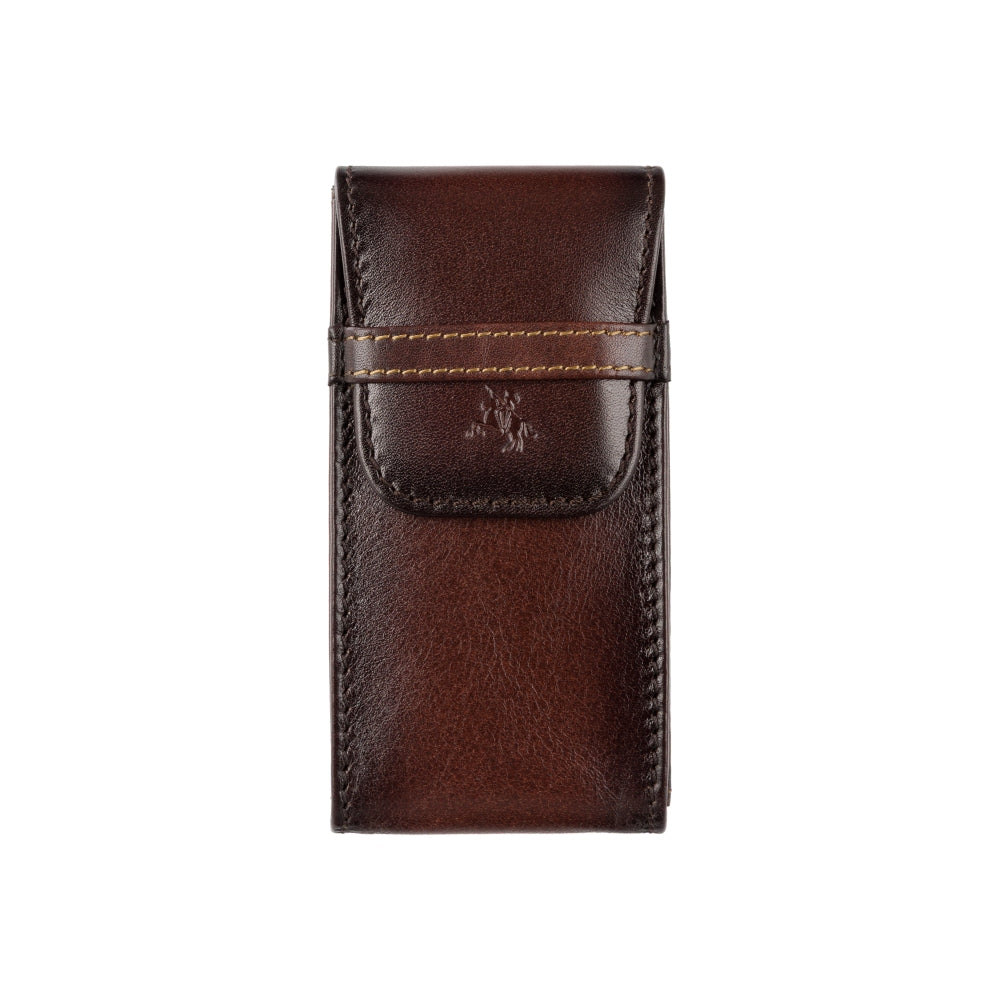 Visconti Time burnished tan leather watch pouch