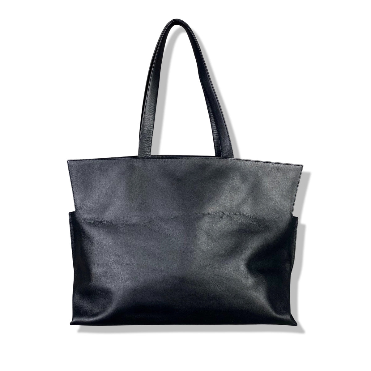 Black Leather Maxi Tote Bag