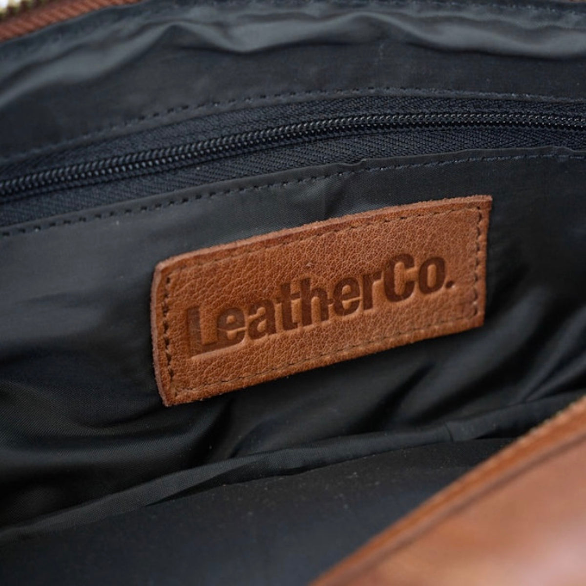 Walnut Leather Zip-Top Wash Bag