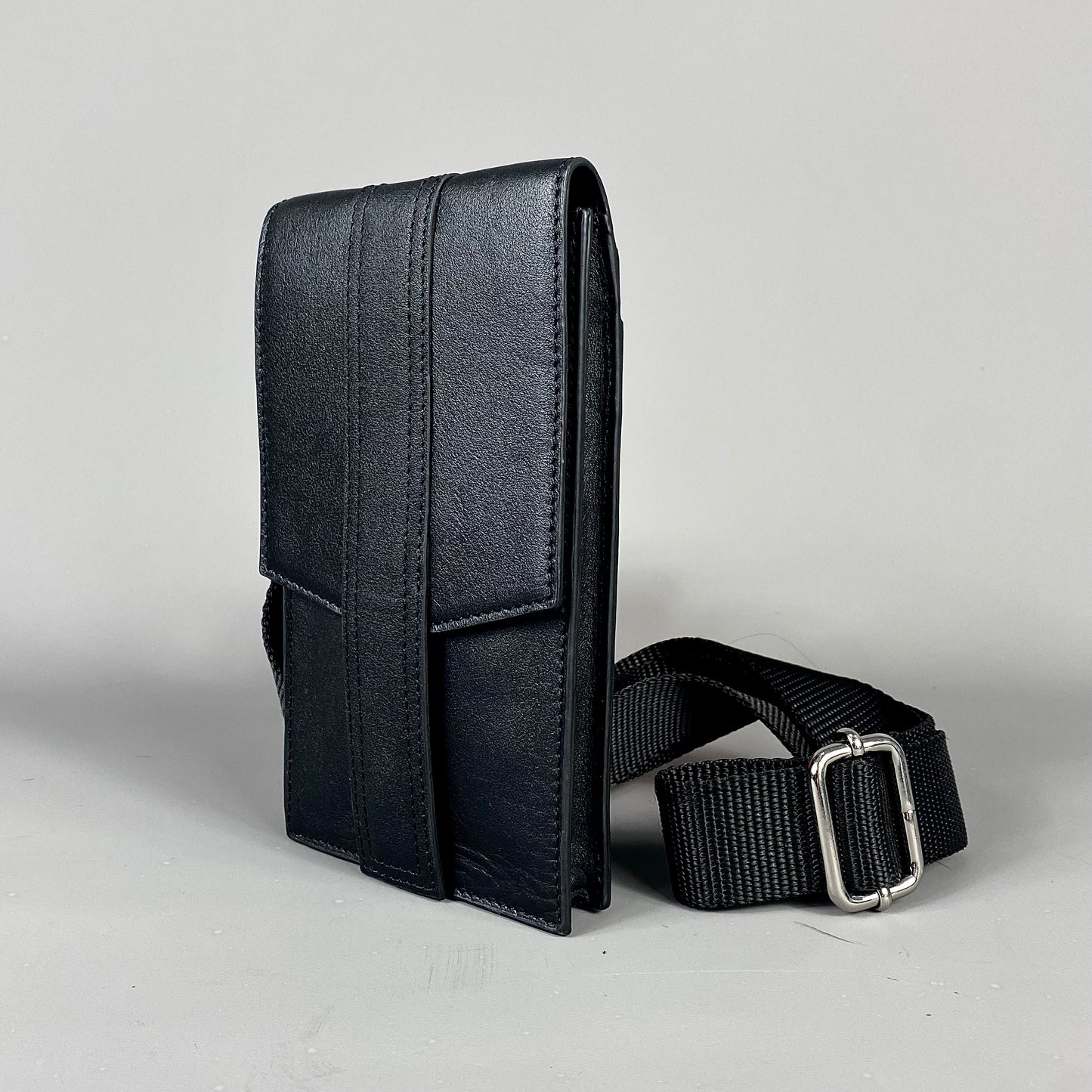 Black Leather Crossbody Phone Bag