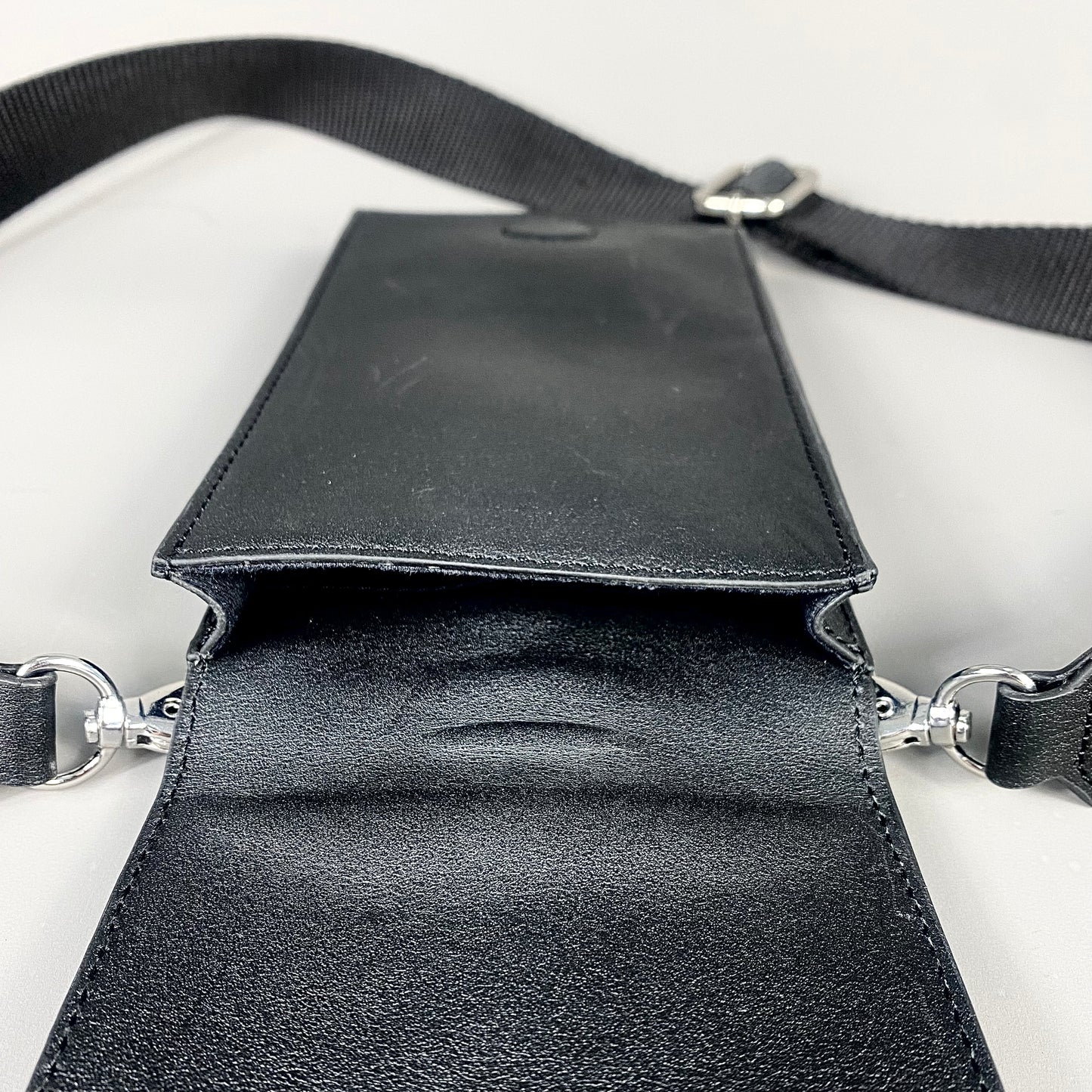 Black Leather Crossbody Phone Bag