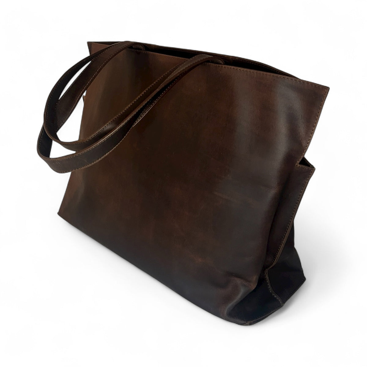 Brown Leather Maxi Tote Bag