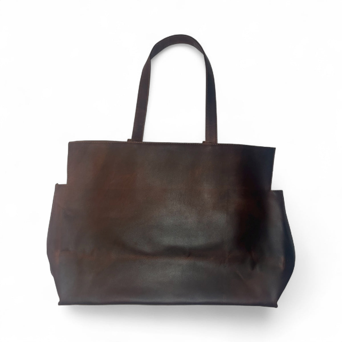 Brown Leather Maxi Tote Bag