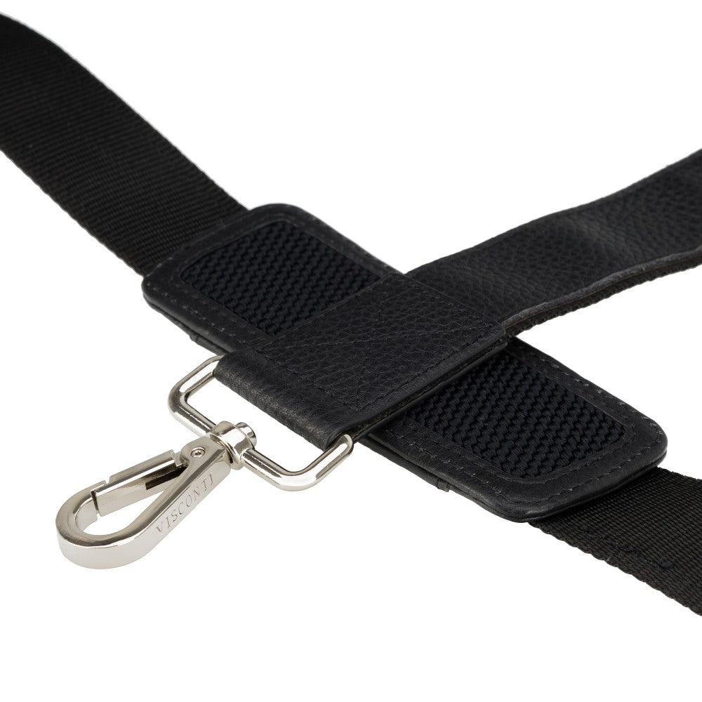 Explorer black holdall, shoulder strap and pad detail