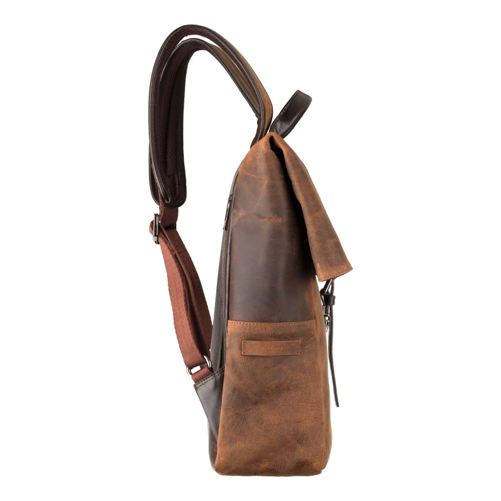 Transporter havana tan backpack, side view