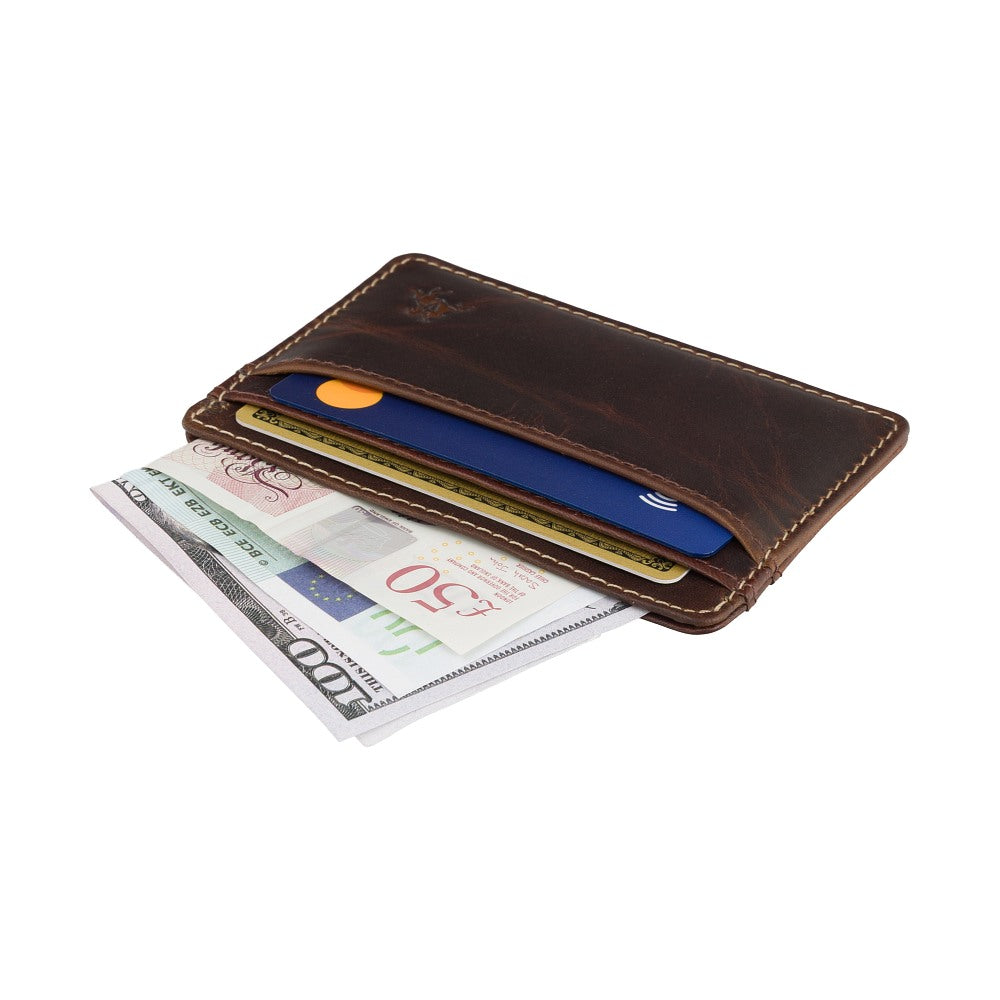Visconti Carlo rich tan card holder detail