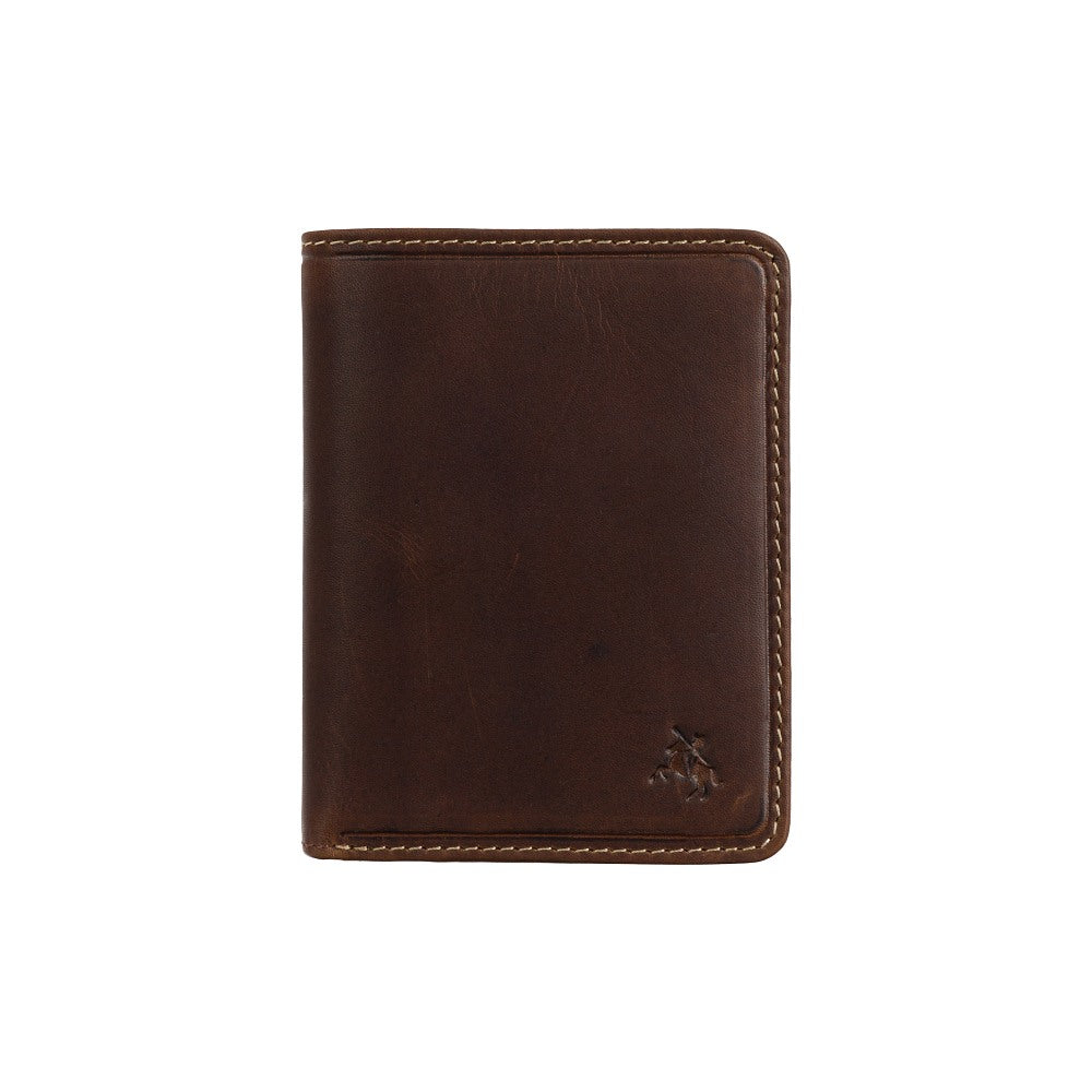 Visconti Fabio rich tan leather card wallet, closed