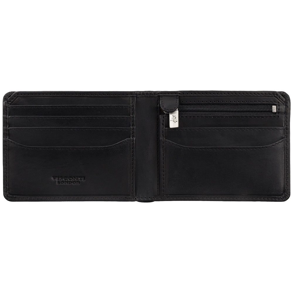 Visconti Rocco black wallet open