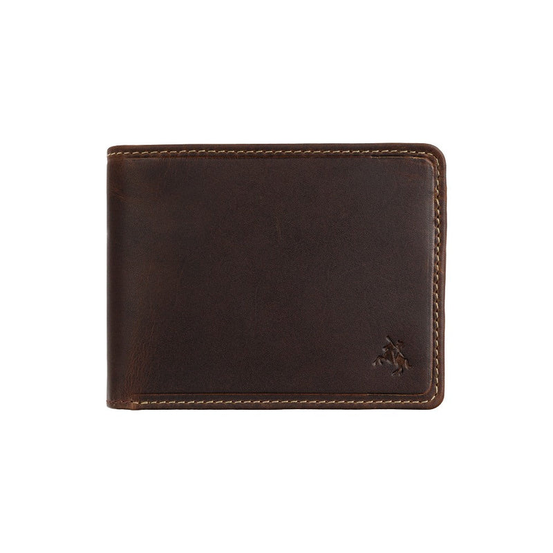Rocco rich tan leather wallet, closed
