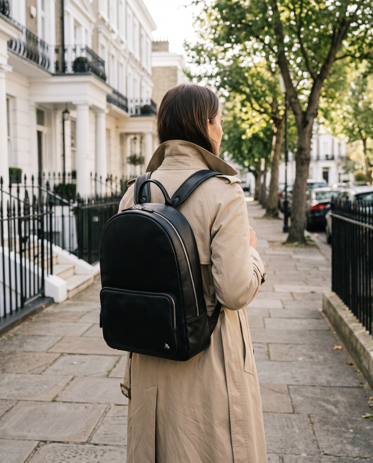 Warrior 14" black backpack, carried by a model