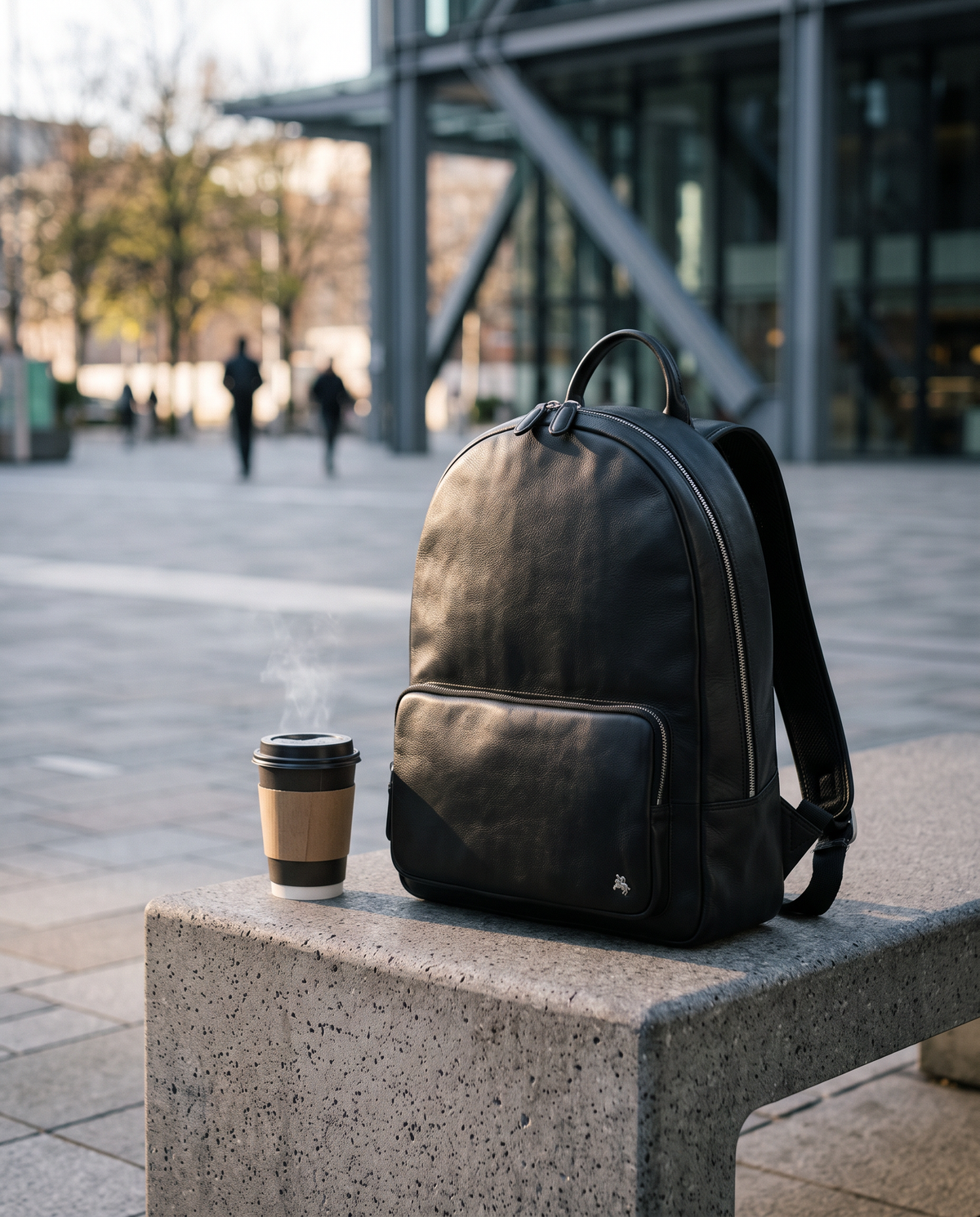 Warrior 14" black backpack, styled still life