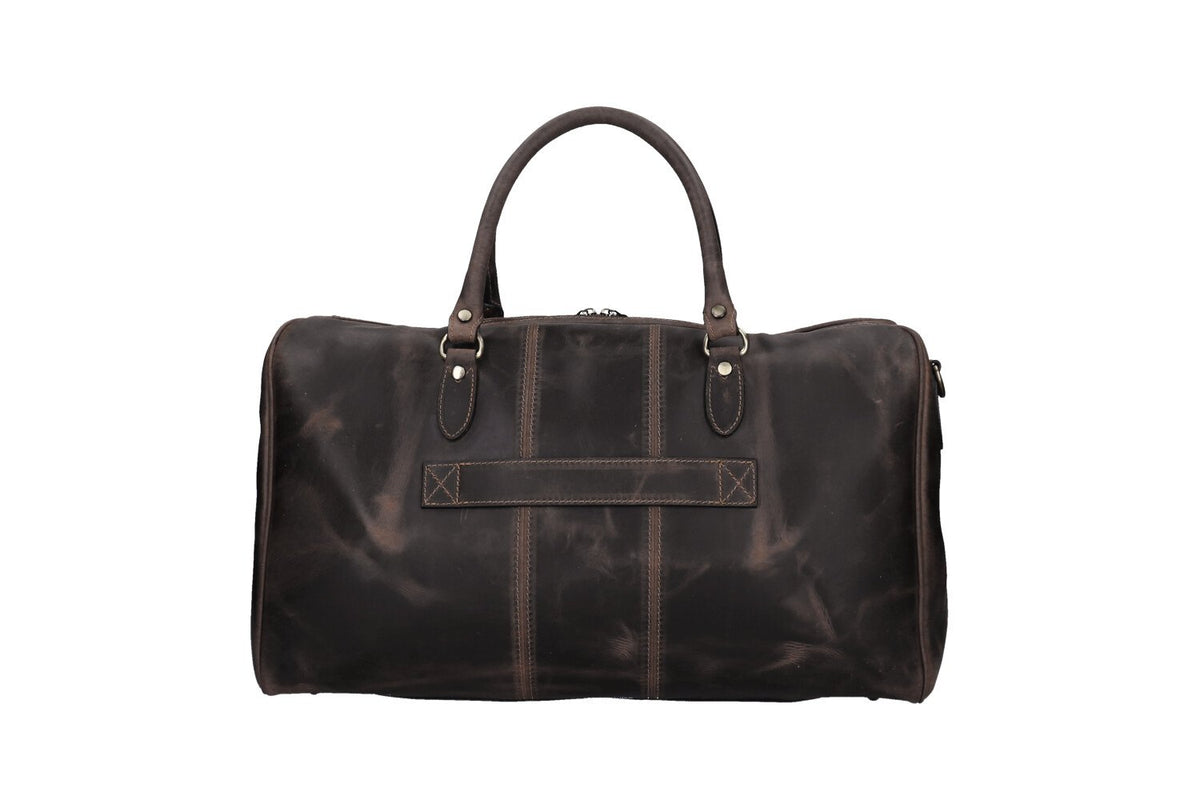 Dark Brown Leather Weekend Holdall