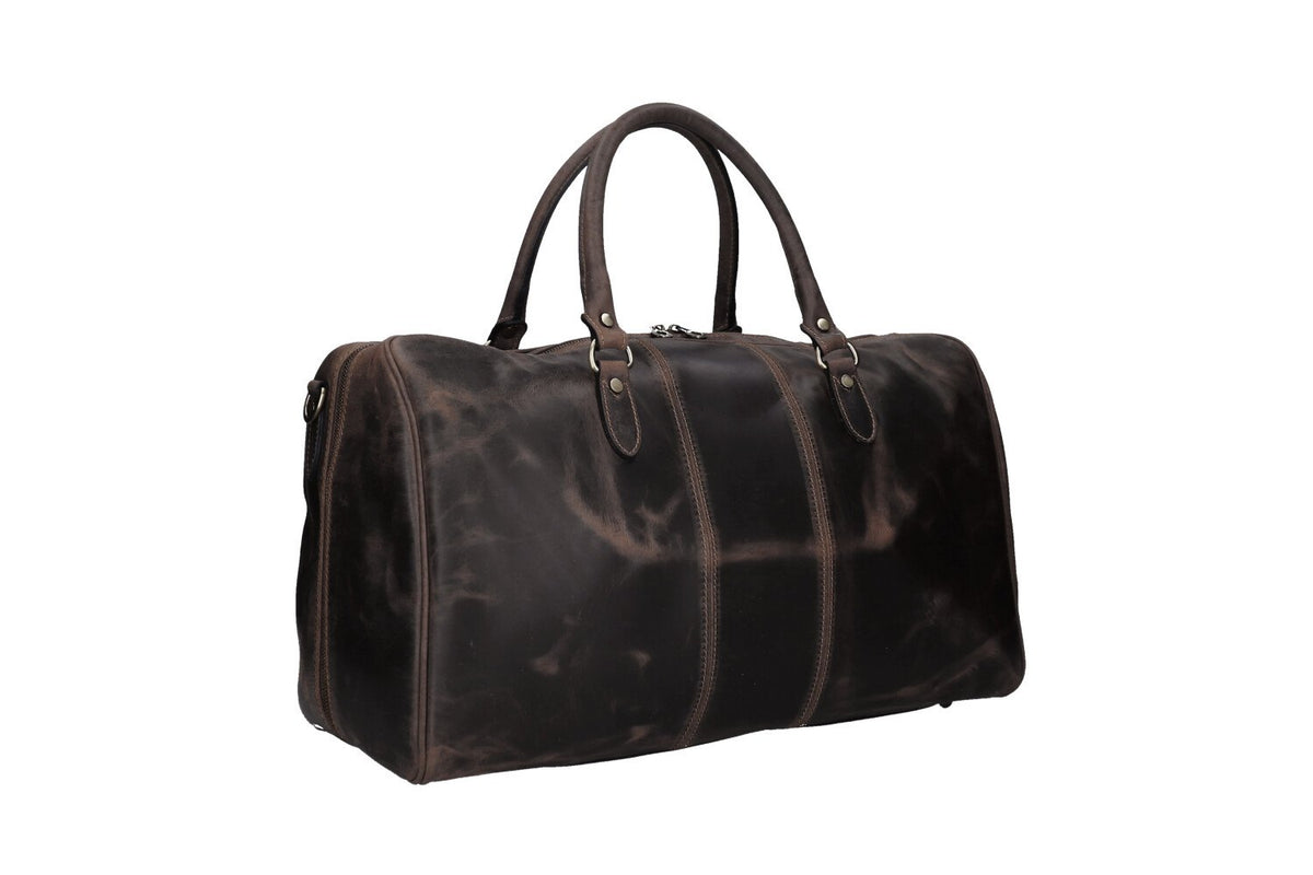 Dark Brown Leather Weekend Holdall