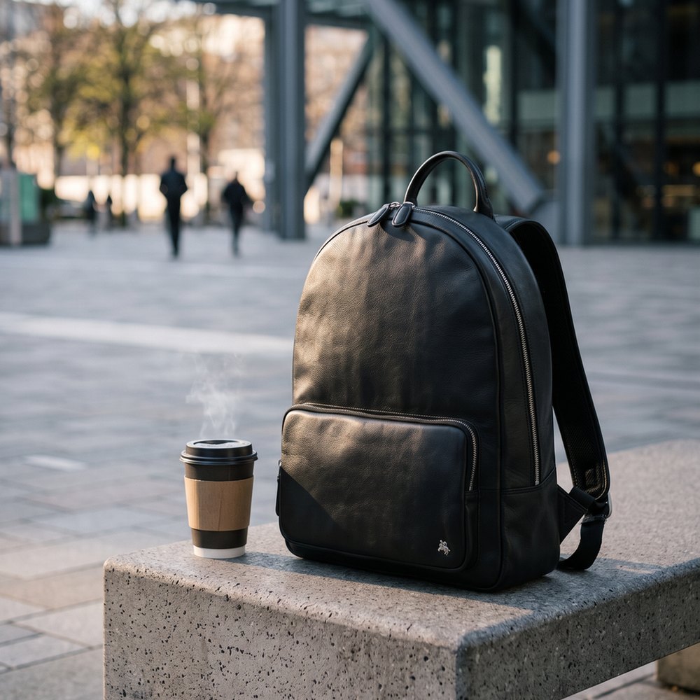 Warrior 14" Leather Laptop Backpack – Black